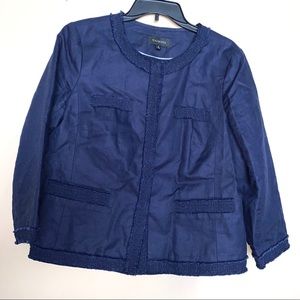 Talbots navy button clasp blazer